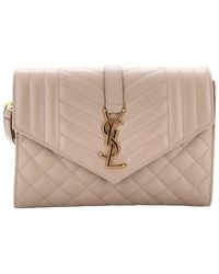 Saint Laurent - Mixed Matelasse Leather Classic Monogram Envelope Wristlet Clutch (Authentic Pre-Loved) - Lyst