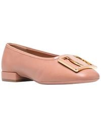 Ferragamo - Logo Plaque Leather Ballet Flat - Lyst
