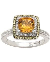 Suzy Levian - 0.02 Ct. Tw. Diamond & Gemstone Double Halo Ring - Lyst
