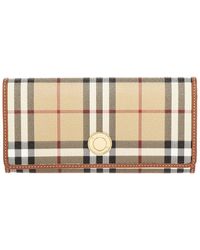 Burberry - Check E-canvas & Leather Continental Wallet - Lyst