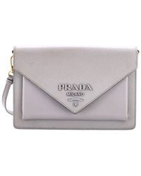 Prada - Saffiano & City Calf Leather Monochrome Envelope Crossbody Mini (Authentic Pre-Loved) - Lyst