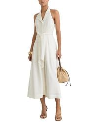 Reiss - Tor Sleeveless Tie Front Linen-Blend Midi Dress - Lyst