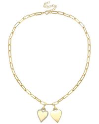 Rachel Glauber - 14k Plated Cz Double Heart Necklace - Lyst