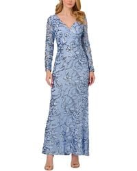 Adrianna Papell - Long Sleeves Embellished Maxi Dress - Lyst