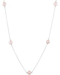Splendid - Rhodium Plated Silver 7-8mm Freshwater Pink Pearl Necklace - Lyst