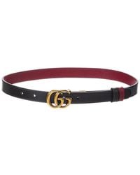 Gucci - Gg Marmont Thin Reversible Leather Belt - Lyst