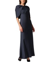 Aidan Mattox - Satin Cape Sleeve Long Dress - Lyst