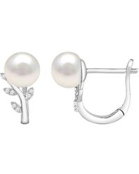 Pearls - Pearl & 7Mm Pearl Hoop Earrings - Lyst