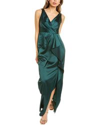 Adrianna Papell Draped Full - Length Gown - Green