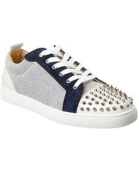 Christian Louboutin - Louis Junior Spikes Orlato Canvas & Suede Sneaker - Lyst