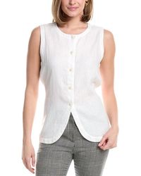 Eileen Fisher - Round Neck Linen Long Vest - Lyst