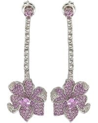 Suzy Levian - Silver 0.02 Ct. Tw. Diamond & Sapphire Earrings - Lyst