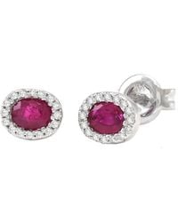 Gemstones - 0.50 Ct. Tw. Diamond & Ruby 14K Earrings - Lyst