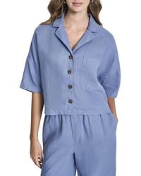 DKNY - Convertible Collar Linen Shirt - Lyst