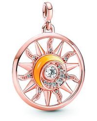 PANDORA - Me 14k Rose Gold Plated Cz Sun Medallion Charm - Lyst