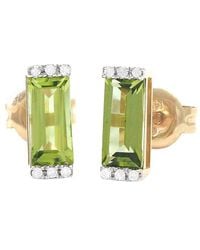 Gemstones - Bar 14K 1.12 Ct. Tw. Diamond & Peridot Earrings - Lyst