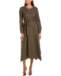 Max Mara Weekend Belted Wool-blend A-line Dress - Multicolour