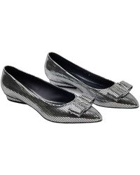 Ferragamo - Logo Leather Ballet Flat - Lyst