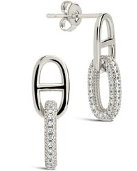 Sterling Forever - Rhodium Plated Cz Reina Drop Studs - Lyst
