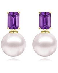 Kai Fine Jewelry - 14K 1.10 Ct. Tw. Amethyst & 8-9Mm Pearl Drop Earrings - Lyst