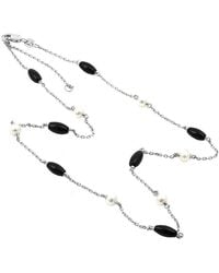 Gemstones - Onyx 3-4Mm Pearl Necklace - Lyst
