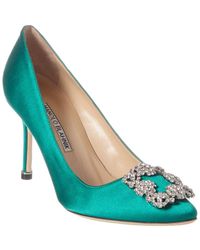 Manolo Blahnik Hangisi 90 Satin Pump - Green