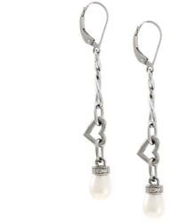 Gemstones - 0.02 Ct. Tw. Diamond & 6.5-7.5Mm Pearl Earrings - Lyst