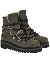 Ferragamo - Lace-Up Hiking Leather Bootie - Lyst