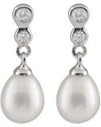 Splendid - Rhodium Over Silver 7-8mm Pearl Earrings - Lyst
