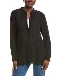 Eileen Fisher - Mandarin Collar Silk Shirt - Lyst