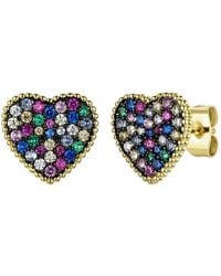 Rachel Glauber - 14k Plated Cz Heart Studs - Lyst