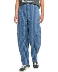 Ganni - Light Stripe Denim Cargo Pant - Lyst