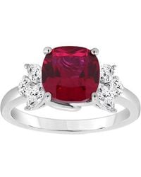 Brilliant Bloom - 14K 1.05 Ct. Tw. Lab-Grown Diamond & Ruby Ring - Lyst