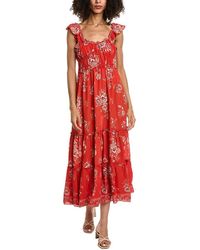 Max Studio - Flutter Sleeve Sweetheart Neck Maxi Dress - Lyst