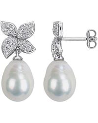 Rina Limor - 0.64 Ct. Tw. Topaz & 9.0-10.0 Mm Pearl Drop Earrings - Lyst