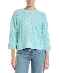 Forte - 3/4-Sleeve Pointelle Cable Crewneck Cashmere Sweater - Lyst