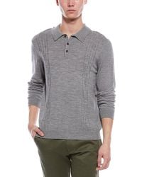 Bruno Magli - Cable Front Merino Wool Polo Sweater - Lyst