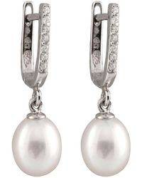 Splendid - Rhodium Over Silver 7-8mm Pearl Earrings - Lyst