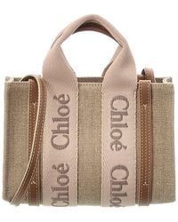 Chloé - Woody Mini Canvas & Leather Tote - Lyst