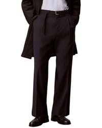 Calvin Klein - Straight Wool-Blend Pinstripe Belted Trouser - Lyst