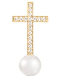 Splendid - 14K 0.09 Ct. Tw. Diamond & 6-6.5Mm Pearl Pendant - Lyst