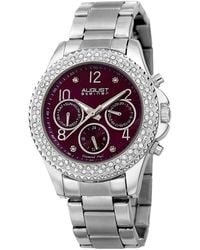 August Steiner - Stainless Steel Diamond Watch - Lyst