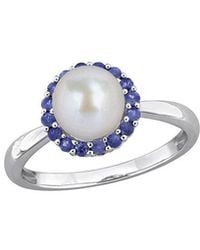 Rina Limor - 0.32 Ct. Tw. Sapphire & 7.0-7.5Mm Pearl Halo Ring - Lyst