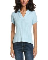 Forte - Rib Cap Sleeve Polo Sweater - Lyst