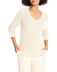 NIC+ZOE - Petite Shimmer Waffle V-Neck Sweater - Lyst
