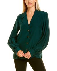 Lafayette 148 New York Therese Silk Blouse - Green
