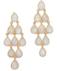 Liv Oliver - 18k Plated 18.75 Ct. Tw. Moonstone Chandelier Earrings - Lyst