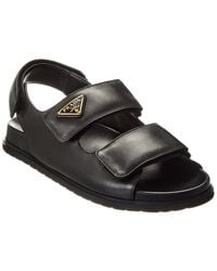 Prada - Logo Leather Sandal - Lyst