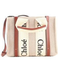 Chloé - Canvas & Leather Woody Convertible Tote Small (Authentic Pre- Loved) - Lyst