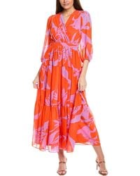Taylor Printed Pleated Tiered Midi Dress